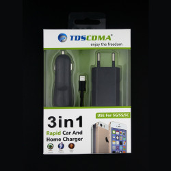 Pack Chargeur pour IPHONE (Cable Chargeur + Prise Secteur + Allume Cigare) APPLE USB Lightning