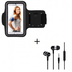 Pack Sport pour Smartphone (Brassard de Sport + Ecouteurs Métal avec Télécommande & Micro) Courir