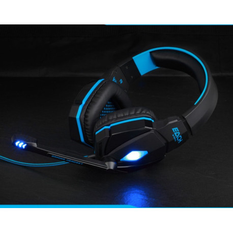 Casque Gamers avec Micro et Télécommande pour PC LED Reglage Son Universel USB Jack (BLEU)