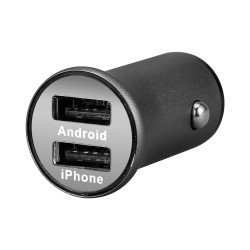 Double Adaptateur Metal Prise Allume Cigare USB pour Smartphone Double 2 Ports Voiture Chargeur Universel (ARGENT)