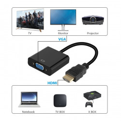 Adaptateur VGA vers HDMI pour PC Convertisseur Television Ecran Retroprojecteur Cable 1080p 