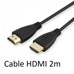 Cable HDMI Male 2m pour Console Gold 3D FULL HD 4K Television Ecran 1080p Rallonge (NOIR)