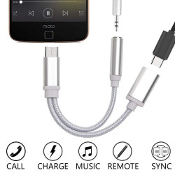 Adaptateur Type C/Jack pour Smartphone Chargeur Ecouteurs 2 en 1 Casque