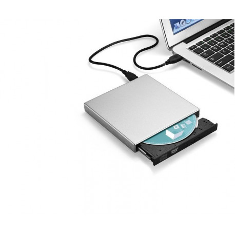 Lecteur/Graveur CD-DVD-RW USB pour PC Branchement Portable Externe (ARGENT)