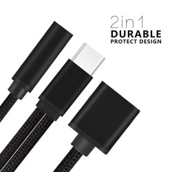 Adaptateur Type C/Jack pour Smartphone 2 en 1 Audio USB-C Ecouteurs Chargeur Casque