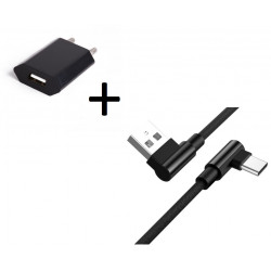 Pack pour Smartphone Type-C (Cable 90 degres Fast Charge + Prise Secteur Couleur)