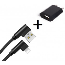 Pack pour IPHONE Lightning (Cable 90 degres Fast Charge + Prise Secteur Couleur)