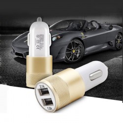 Adaptateur Prise Allume Cigare Double USB Voiture Chargeur Or Universel