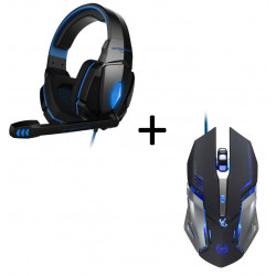 Pack Gaming pour PC (Souris Metal Gamer 6 Boutons + Casque Gamer avec Micro et Telecommande)