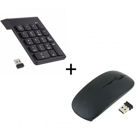 Pack Peripherique pour PC (Souris Plate Optique Sans Fil + Pavé numerique Sans fil 18 Touches)