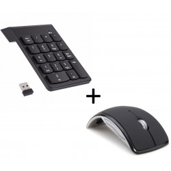 Pack Peripherique pour PC (Souris Pliable Optique Sans Fil + Pavé numerique Sans fil 18 Touches) (NOIR)