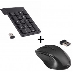 Pack Peripherique pour PC (Souris Sans Fil Capteur Optique + Pavé numerique Sans fil 18 Touches) (NOIR)