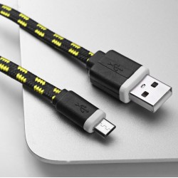 Cable Tressé 1m Micro-USB pour Smartphone Android Chargeur Connecteur USB Lacet Fil Nylon