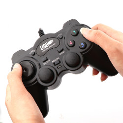 Manette avec fil pour PC USB Gamer Jeux Video Joystick Precision Universel (NOIR)