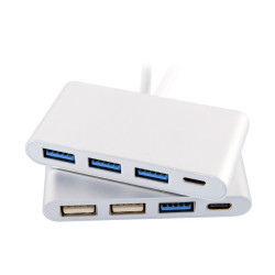 Multi Adaptateur 4 en 1 Type C pour MAC Hub 2 ports USB 2.0 1 Port USB 3.0 (ARGENT)