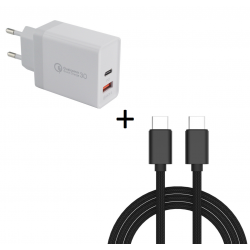 Pack Chargeur pour MAC (Cable Chargeur Type C/Type C + Adaptateur Secteur Type C & USB)  Thunderbolt 3
