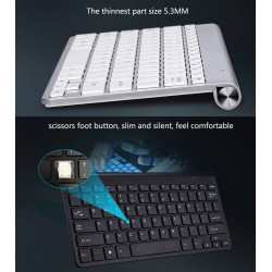 Clavier Sans Fil Metal pour PC USB AZERTY Piles