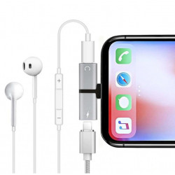 Mini Adaptateur Lightning/Jack pour IPHONE APPLE Chargeur Ecouteurs 2 en 1 Casque