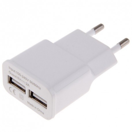 Adaptateur Secteur USB pour IPHONE 5/5S Double Prise Murale 2 Ports  Courant AC Chargeur Blanc (5V-2A) Universel