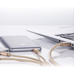 Câble 3 en 1 Pour Android, Apple & Type C Adaptateur Micro USB Lightning 1,5m Metal Nylon