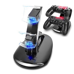 Support Chargeur pour 2 Manettes de PS4 Micro USB Playstation (NOIR)