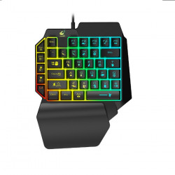 Mini Clavier Gamer USB pour PC PAD LED PUBG Lumineux QWERTY (NOIR)