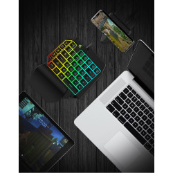 Mini Clavier Gamer USB pour PC PAD LED PUBG Lumineux QWERTY (NOIR)