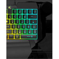 Mini Clavier Gamer USB pour PC PAD LED PUBG Lumineux QWERTY (NOIR)