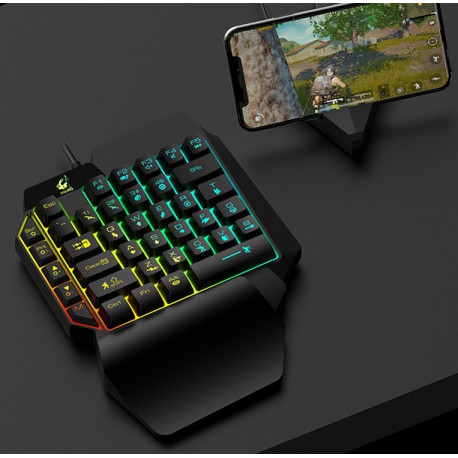 Mini Clavier Gamer USB pour PC PAD LED PUBG Lumineux QWERTY (NOIR)