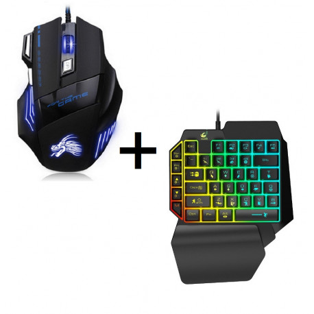 Pack Gamer pour PC (Mini Clavier Gamer + Souris Gamer Avec Fil) QWERTY USB LED Gaming