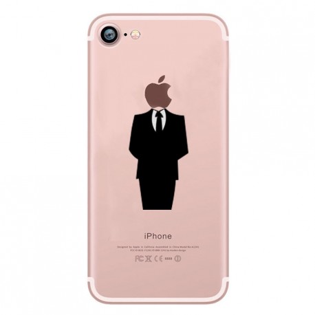 Coque Silicone IPHONE 6/6S Costume Fun APPLE Homme D'affaire Classe 007 Pomme Transparente Protection Gel Souple