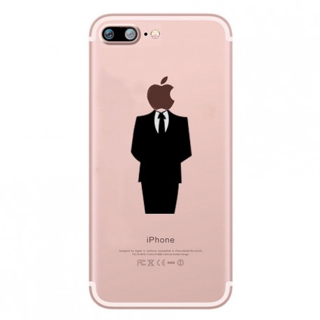 Coque Silicone IPHONE 6/6S Costume Fun APPLE Homme D'affaire Classe 007 Pomme Transparente Protection Gel Souple