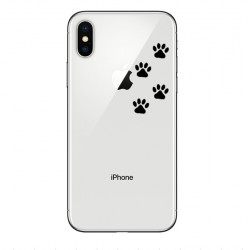 Coque Silicone IPHONE X Pattes de Chat Chien Fun APPLE Empreintes Traces Pomme Transparente Protection Gel Souple