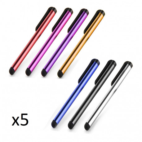 Stylet Fin Aluminium x5 pour Smartphone Tablette Ecrire Universel Lot de 5