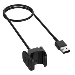 Cable Chargeur pour FITBIT Charge 3 Pince 1 Metre USB Rapide (NOIR)