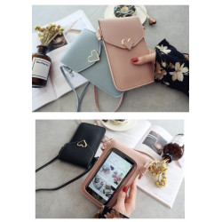 Sac pour Smartphone de 4 à 7 pouces Simili Cuir Housse Tactile Pochette Coeur 